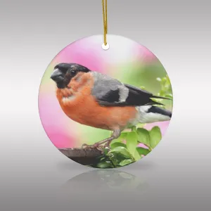 Bullfinch Bird Ceramic Ornament