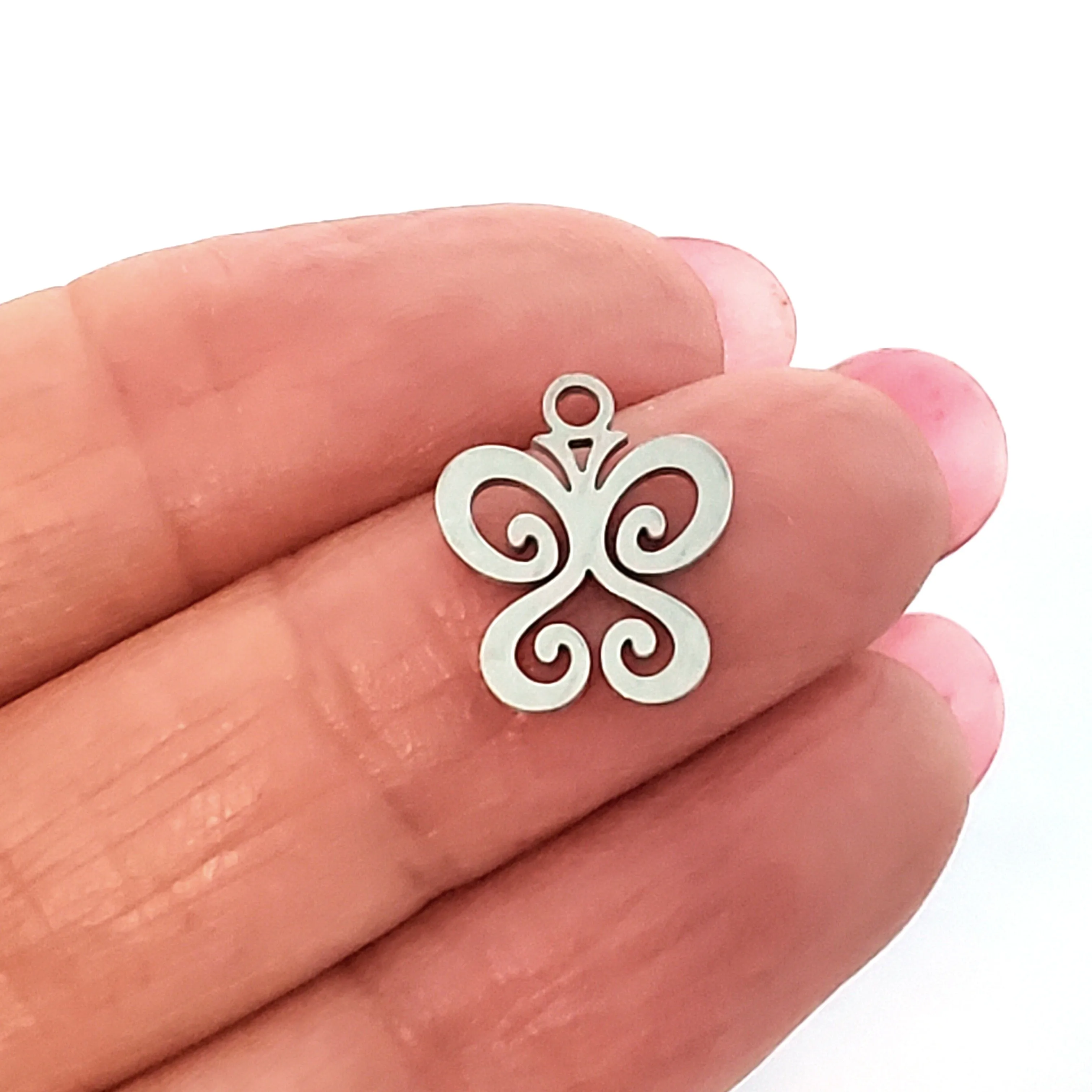 Butterfly Charms, Stainless Steel, 14x12x1mm,1.5mm Hole, Lot Size 5 Charms, #1666