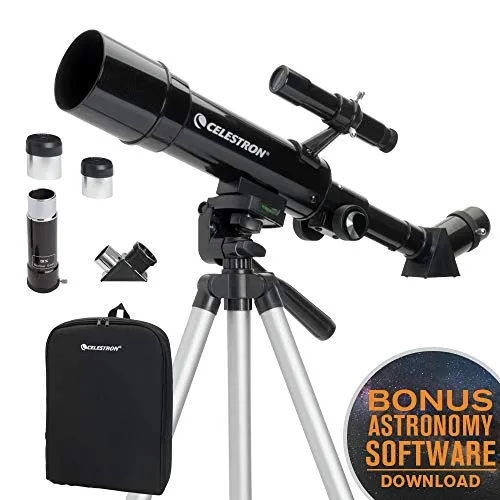Celestron - 70mm Travel Scope - Portable Refractor Telescope - Fully-Coated Glass Optics - Ideal Telescope for Beginners - BONUS Astronomy Software Package