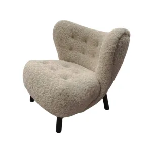 Classic Cozy White Fleece Plush Accent Lounge Chair with Ottoman
