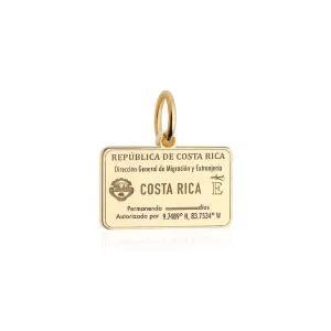 Costa Rica Passport Stamp Charm Solid Gold