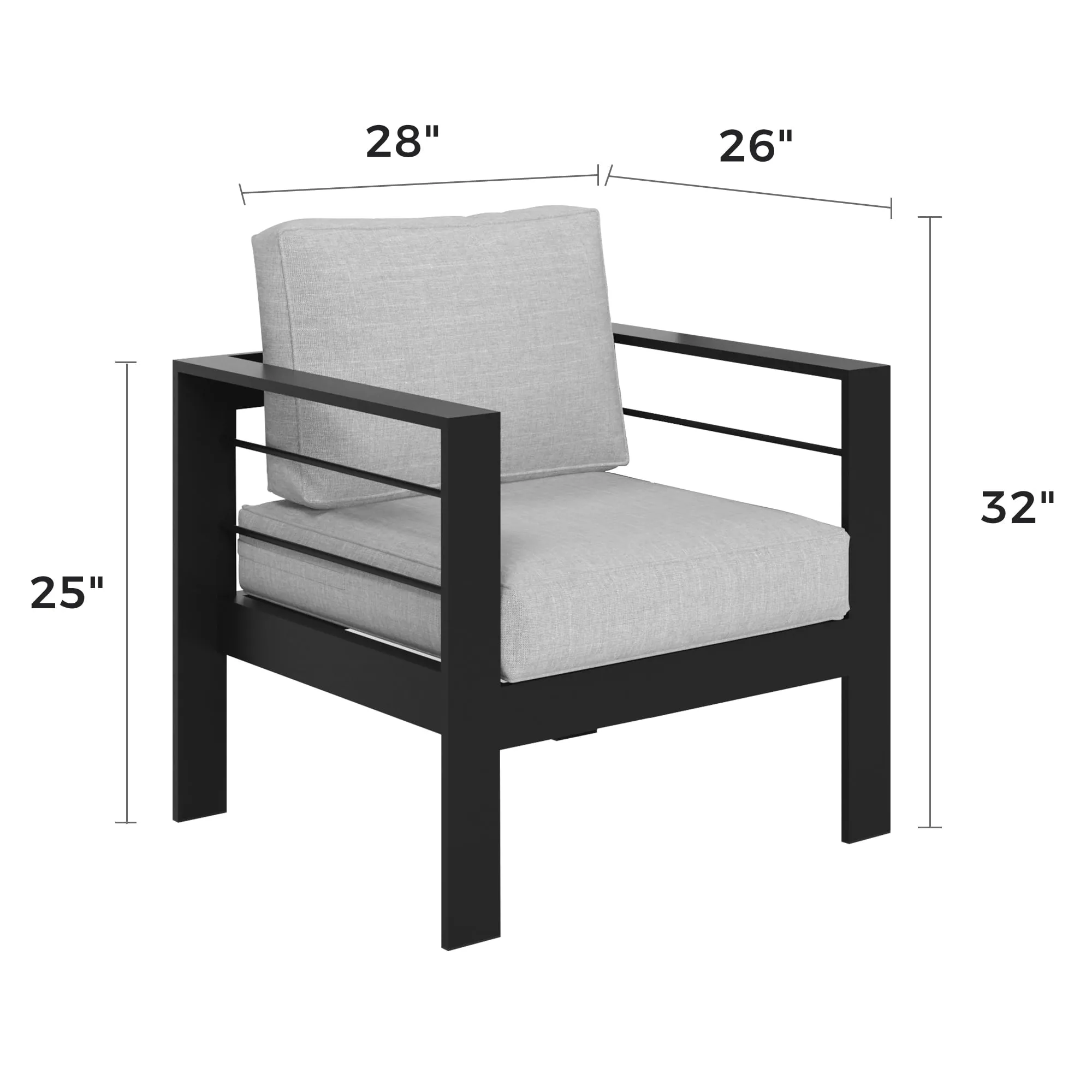 CozyHom 2 Pcs Outdoor Patio Metal Sofa Furniture Set Aluminum Armchair With Cushions Individual Sofa Cozy Chair for Garden, Gray