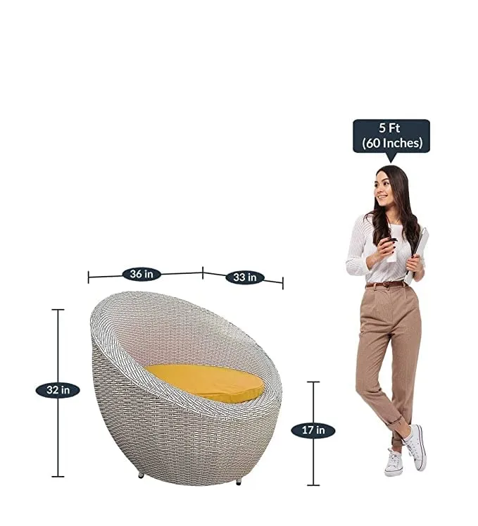 CRAFT IN INDIA 4 1 Outdoor Indoor Patio Furniture Sets Rattan Chair Patio Set Wicker Conversation Set Poolside Lawn Chairs Swingarea Balcony Outdoor Garden Furniture (Medium, White Yellow)