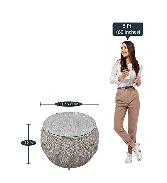 CRAFT IN INDIA 4 1 Outdoor Indoor Patio Furniture Sets Rattan Chair Patio Set Wicker Conversation Set Poolside Lawn Chairs Swingarea Balcony Outdoor Garden Furniture (Medium, White Yellow)