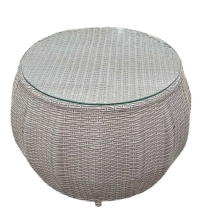 CRAFT IN INDIA 4 1 Outdoor Indoor Patio Furniture Sets Rattan Chair Patio Set Wicker Conversation Set Poolside Lawn Chairs Swingarea Balcony Outdoor Garden Furniture (Medium, White Yellow)