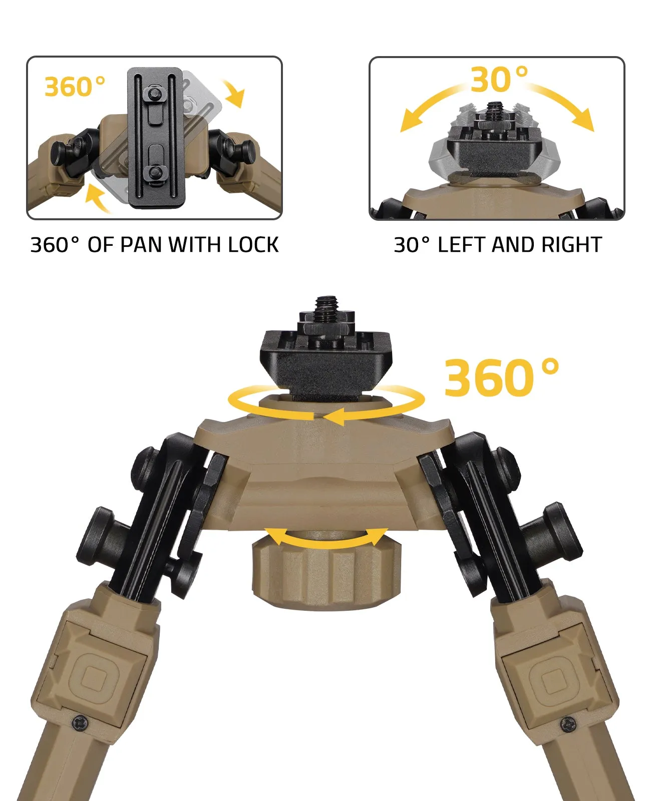 CVLIFE 7.6-10.8 Inches 360° Swivel Bipod Lightweight Bipod Compatible with Mlok - Global