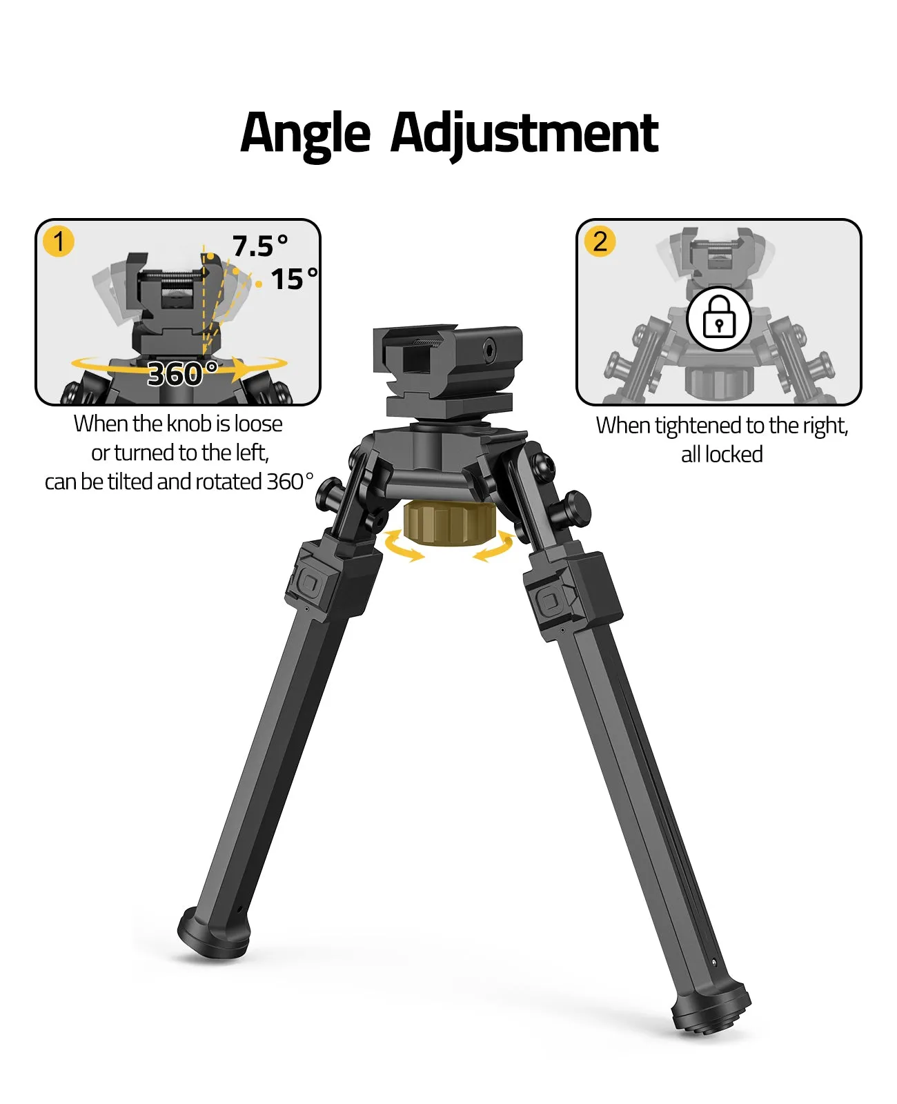 CVLIFE Picatinny Bipod for Rifle 360° Swivel Bipod Rifle Bipods