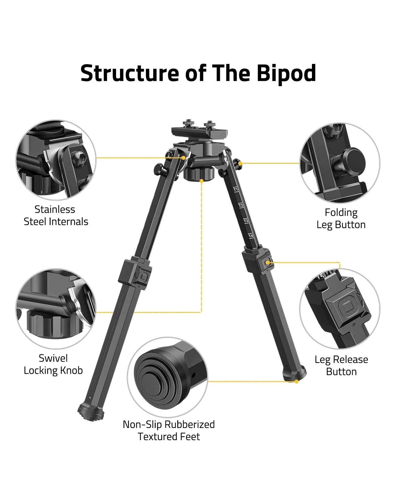 CVLIFE Rifle Bipod with 360° Swivel Bipod - Global