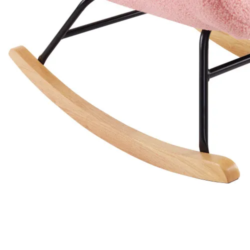 Deluxe Teddy Velvet Rocking Chair Modern-style leisure single sofa in Baby Pink