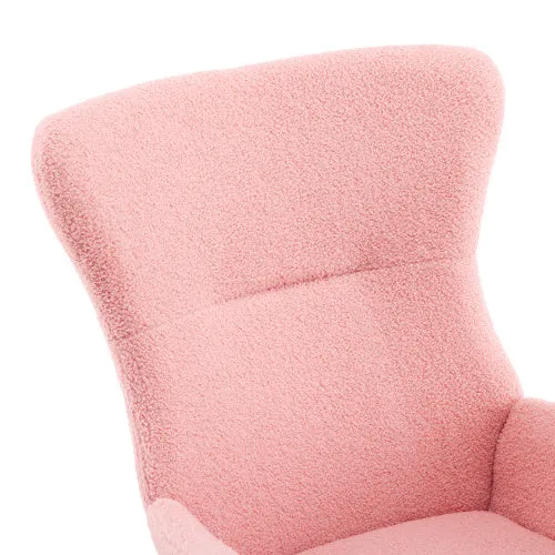 Deluxe Teddy Velvet Rocking Chair Modern-style leisure single sofa in Baby Pink