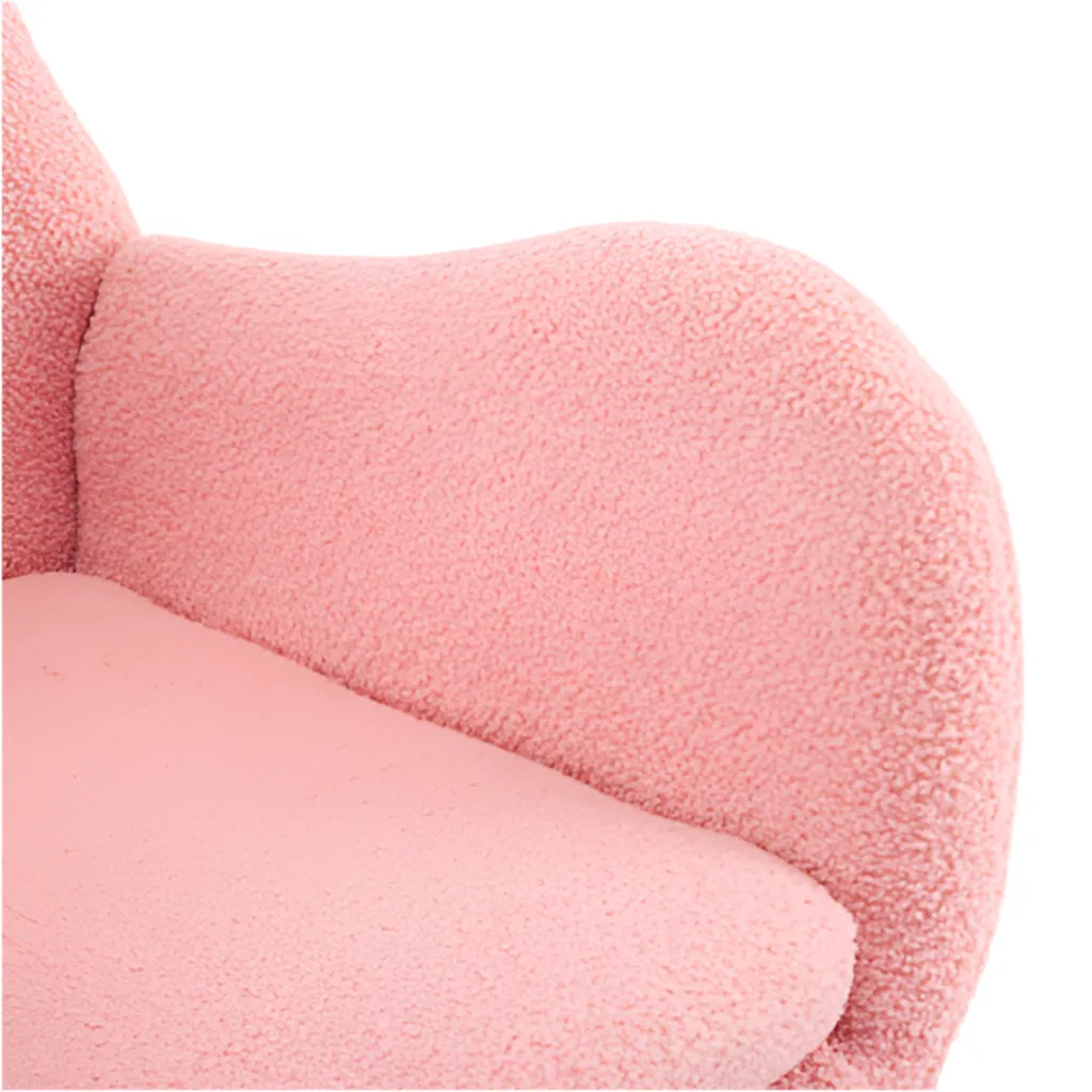 Deluxe Teddy Velvet Rocking Chair Modern-style leisure single sofa in Baby Pink