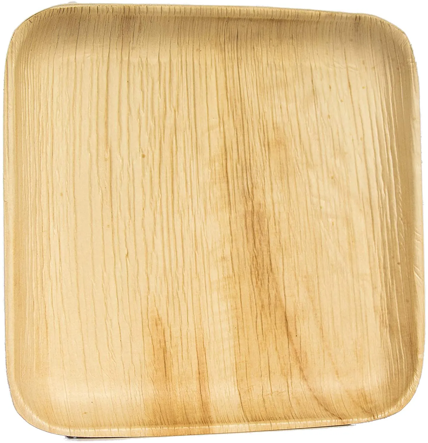 Disposable Party Pack of 150 Eco-friendly Palm Leaf Plates with Cutlery, 50 Disposable 8" Square Palm Leaf Plates, 50 Wood Forks, 50 Wood Knives