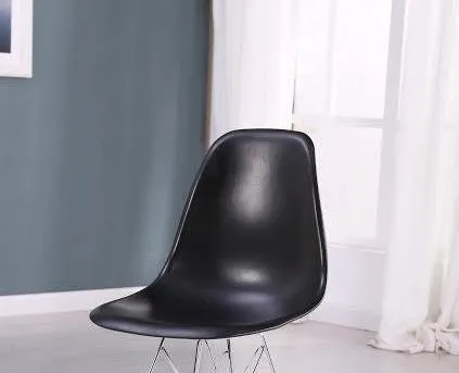 Eiffel Chrome Wire Legs Dining Side Chair Black DSR Set of 2