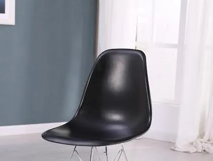Eiffel Chrome Wire Legs Dining Side Chair Black DSR Set of 4