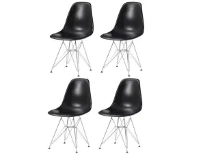 Eiffel Chrome Wire Legs Dining Side Chair Black DSR Set of 4