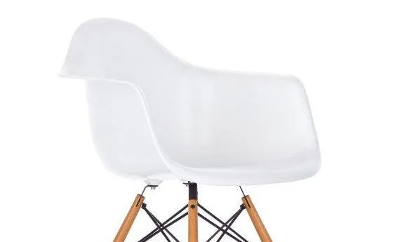 Eiffel Natural Wood Dowell Legs Lounge Arm Chair White Set of 2 - Two