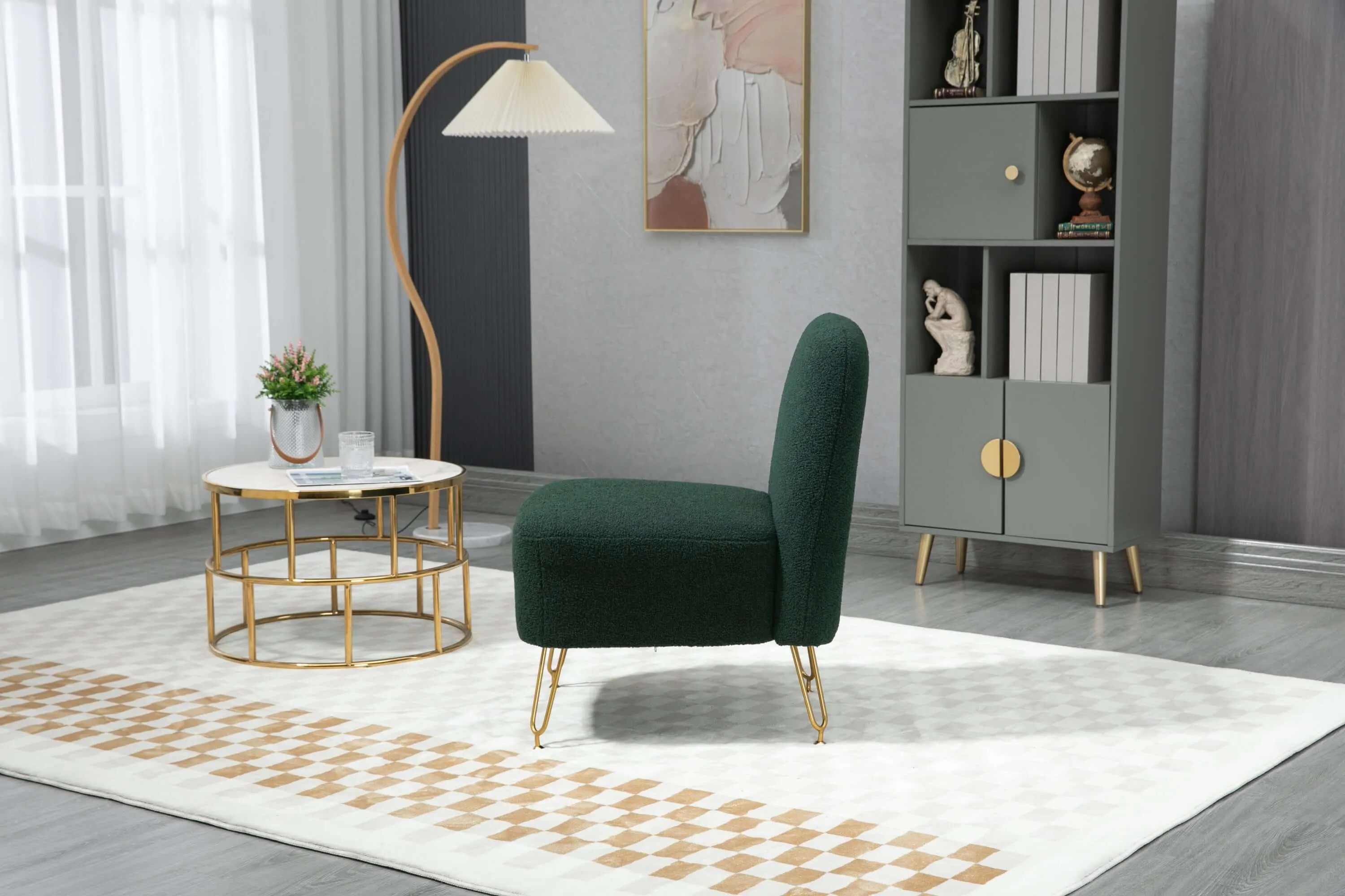 Emerald Velvet Accent Chair - Elegant Living Room Seating