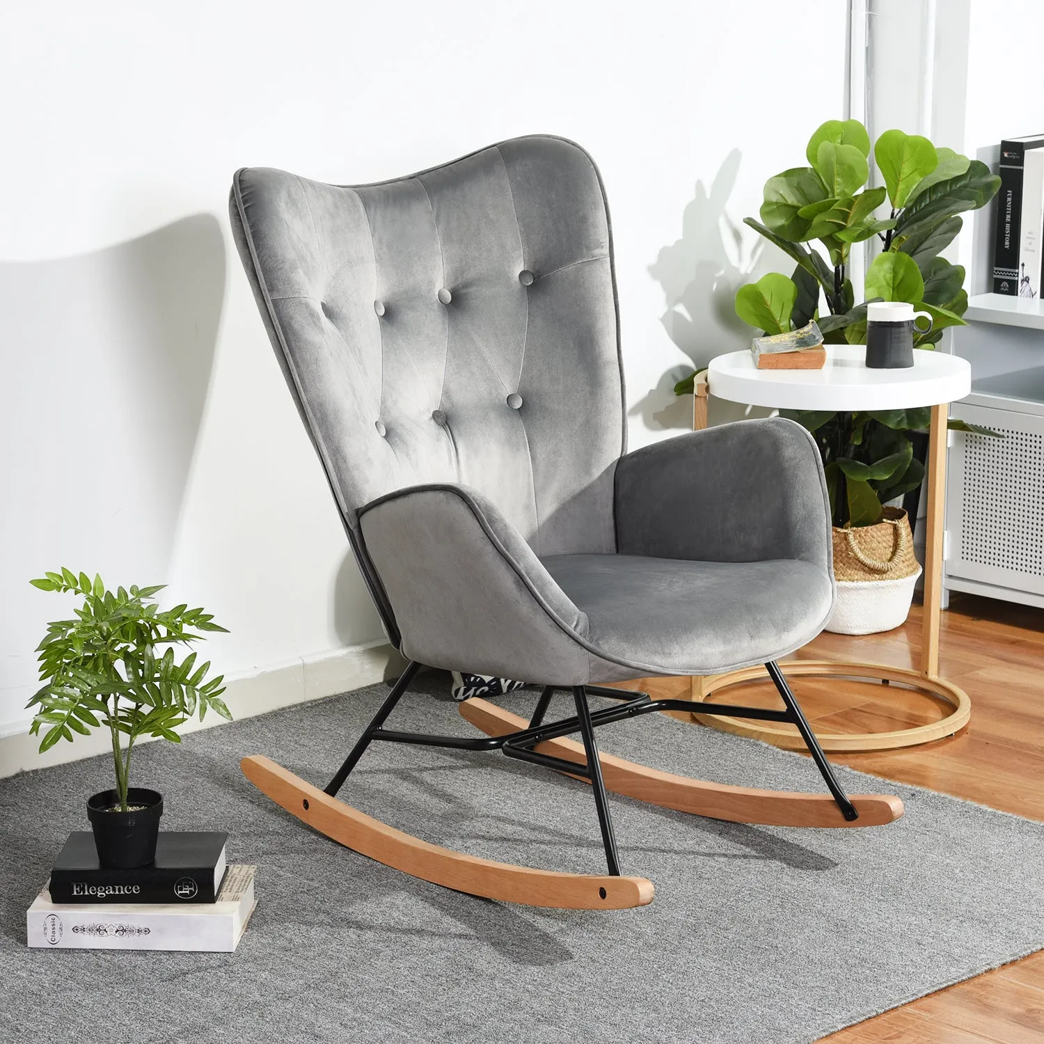 EPPING Modern Rocking Fabric Armchair- HomyCasa