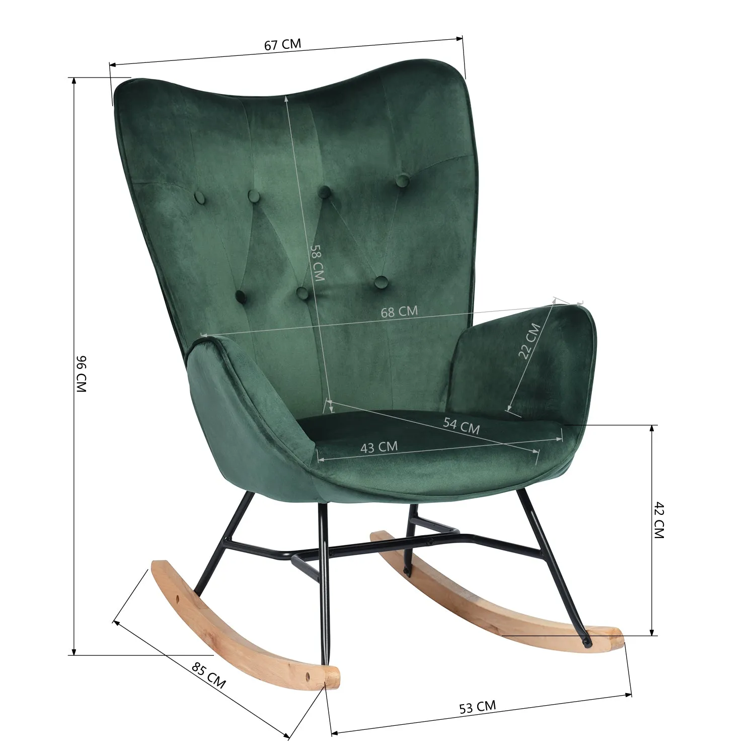 EPPING Modern Rocking Fabric Armchair- HomyCasa