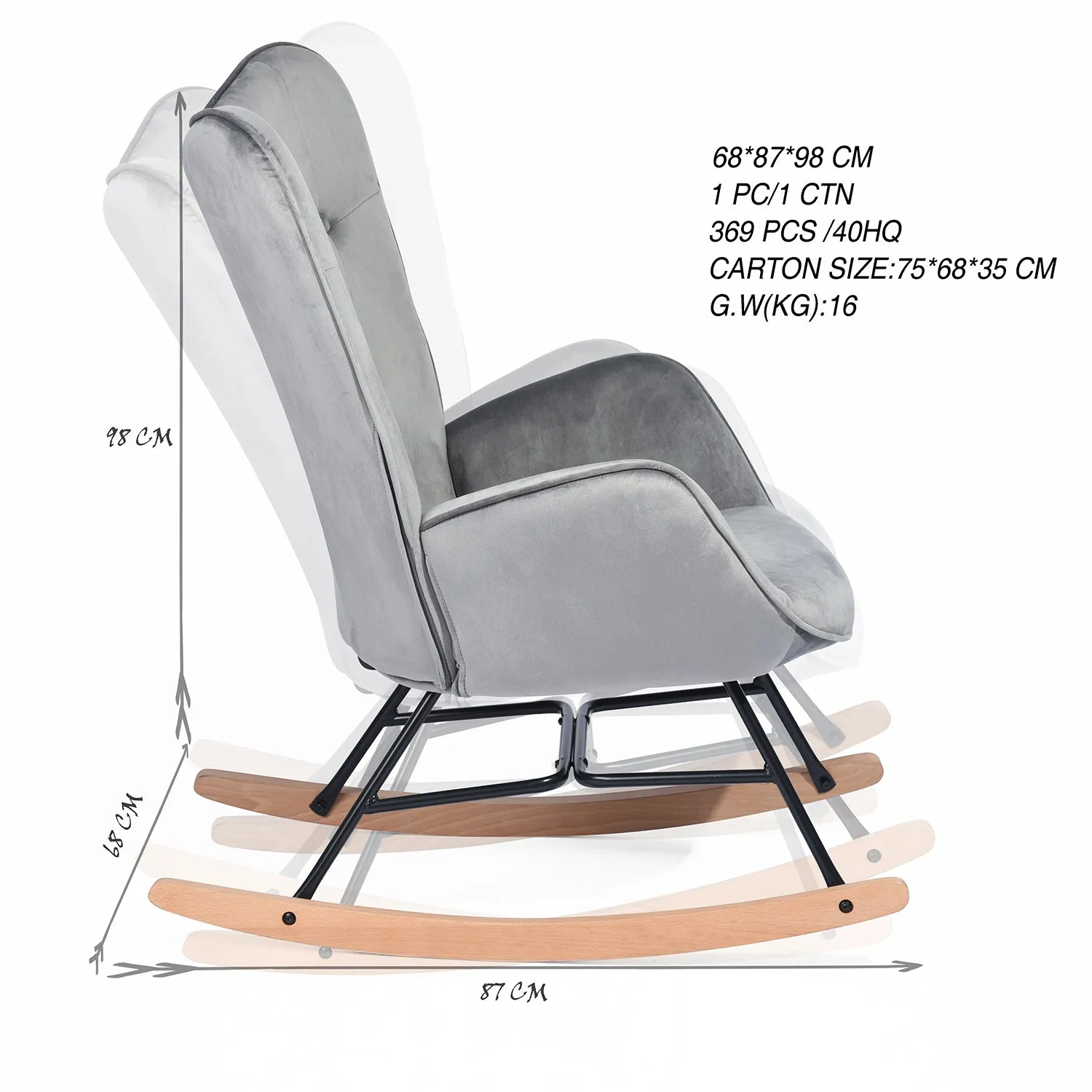 EPPING Modern Rocking Fabric Armchair- HomyCasa