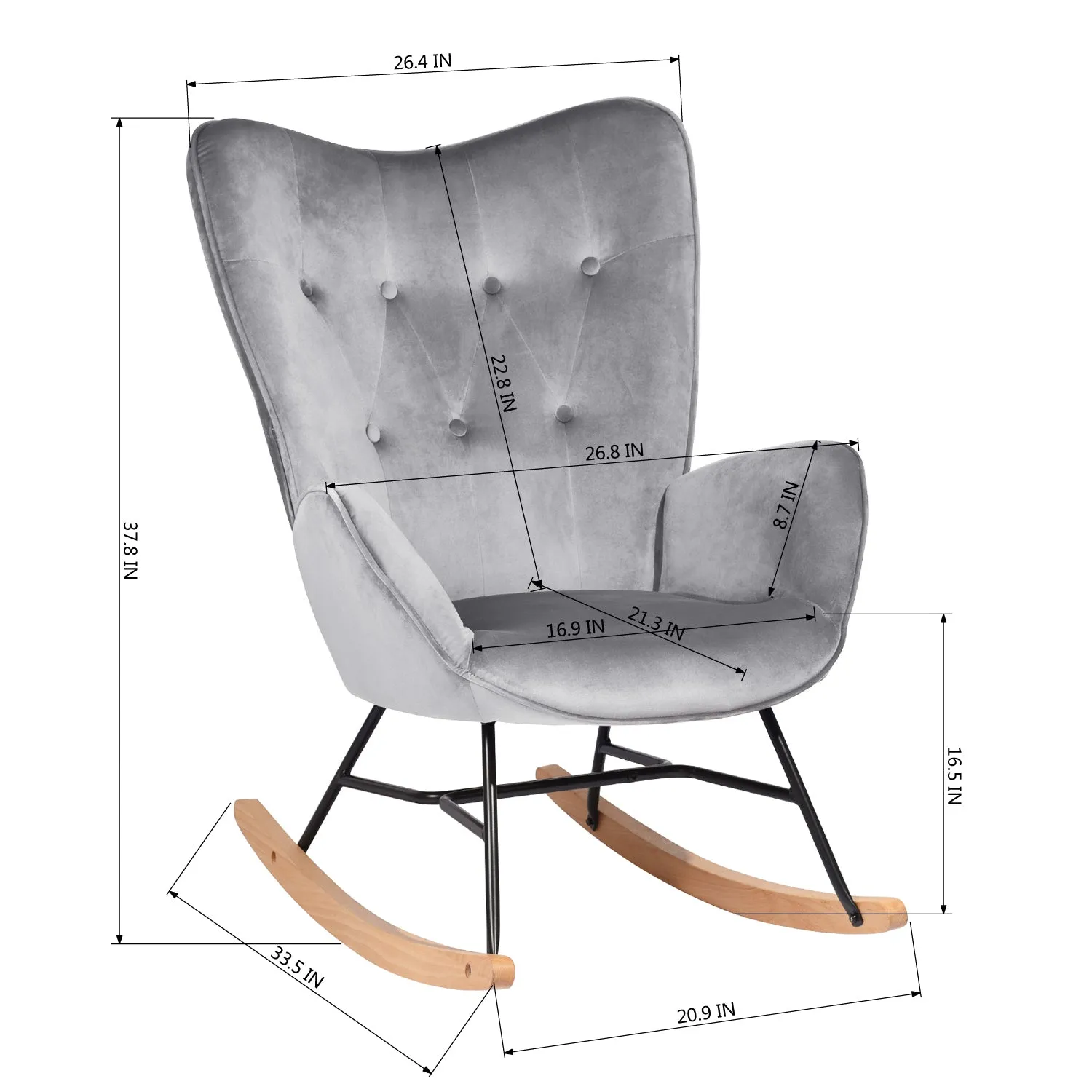EPPING Modern Rocking Fabric Armchair- HomyCasa