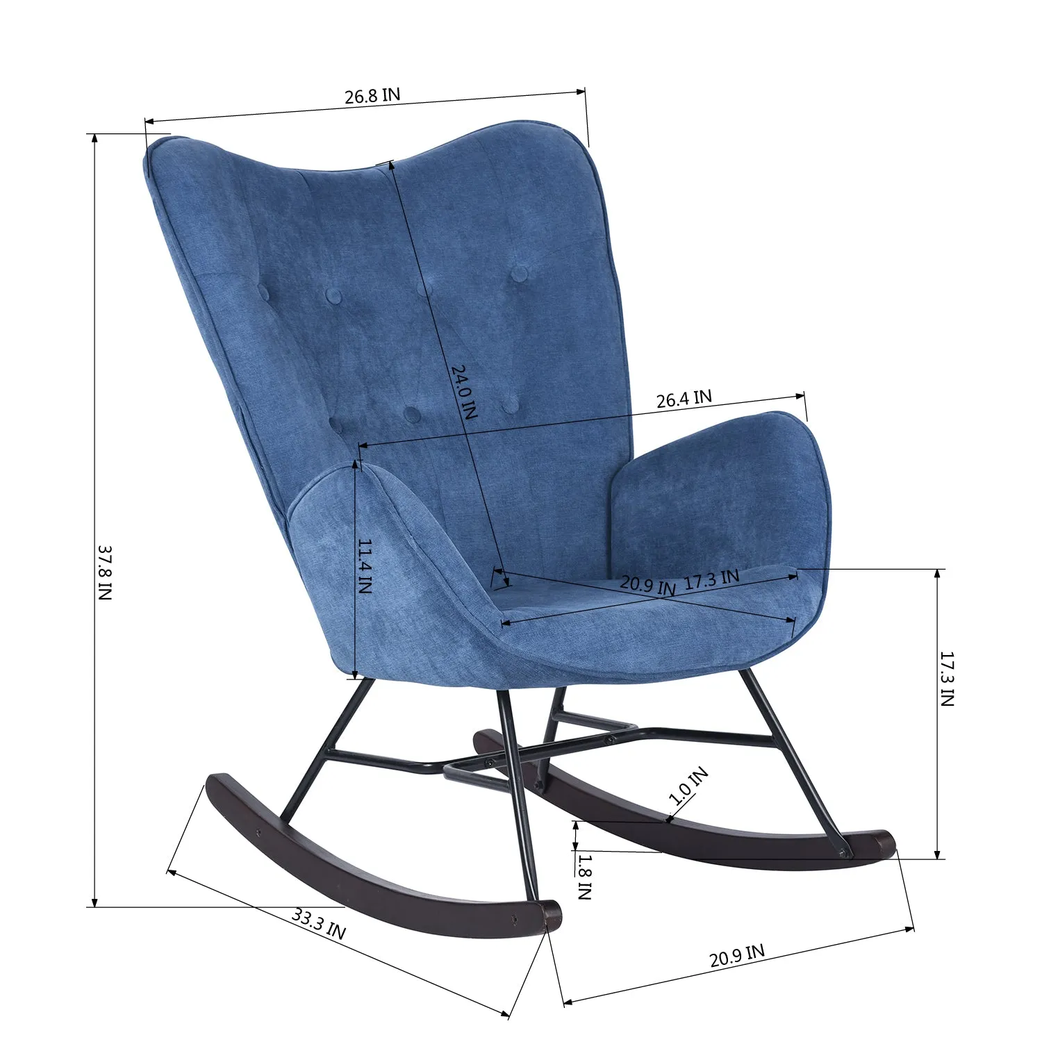 EPPING Modern Rocking Fabric Armchair- HomyCasa