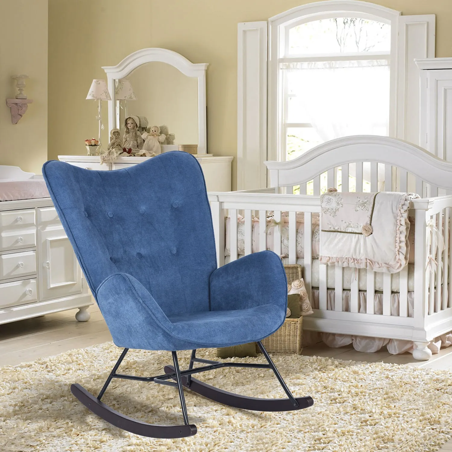 EPPING Modern Rocking Fabric Armchair- HomyCasa