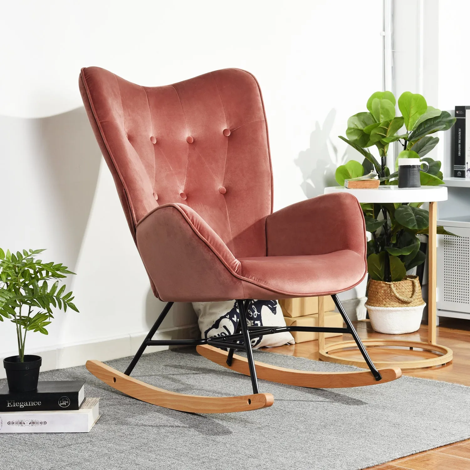 EPPING Modern Rocking Fabric Armchair- HomyCasa