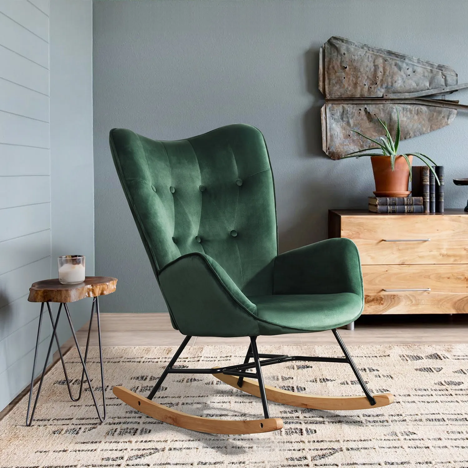 EPPING Modern Rocking Fabric Armchair- HomyCasa