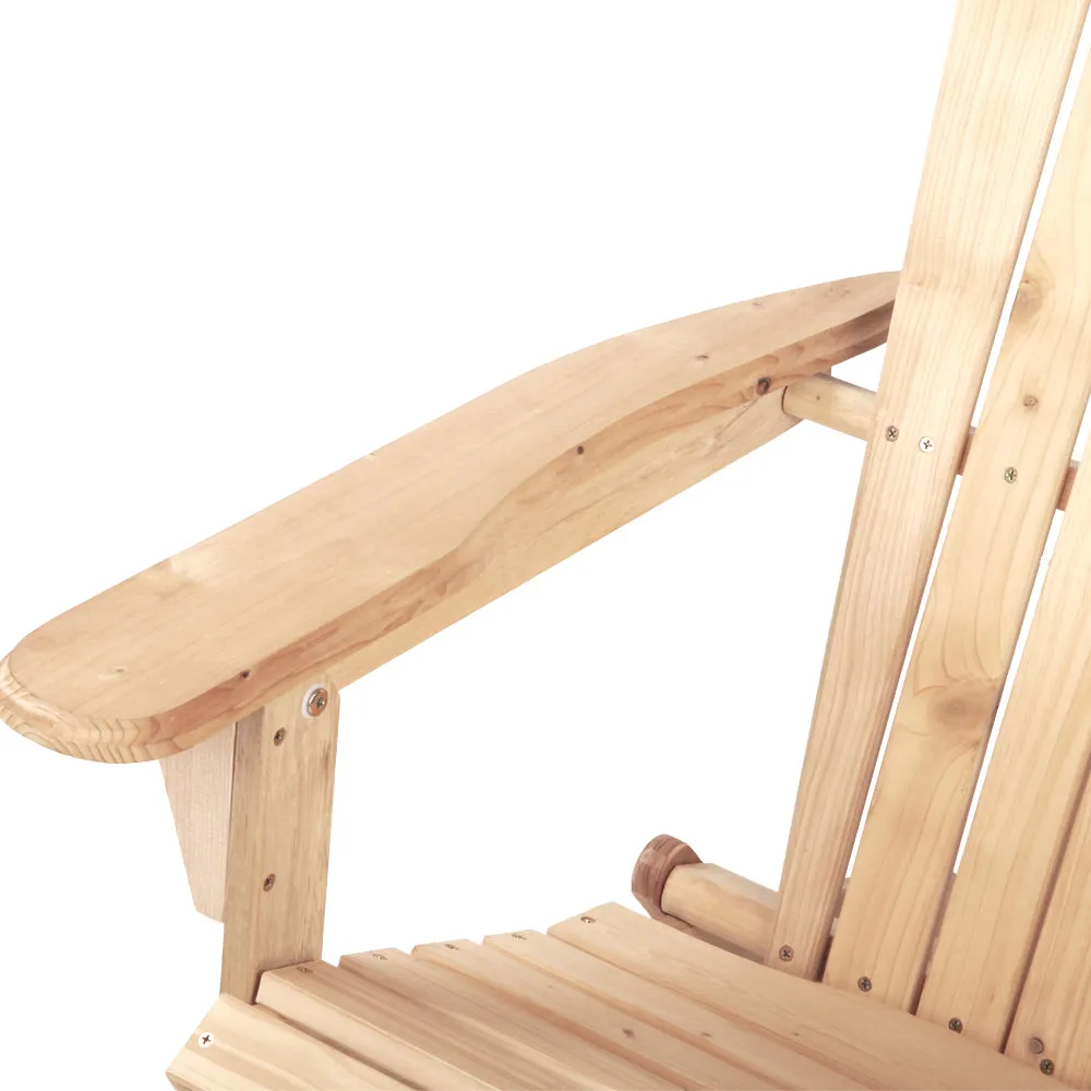 Foldable Wooden Adirondack Beach Chairs Set of 2 - Gardeon