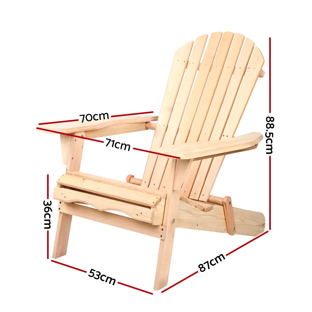 Foldable Wooden Adirondack Beach Chairs Set of 2 - Gardeon