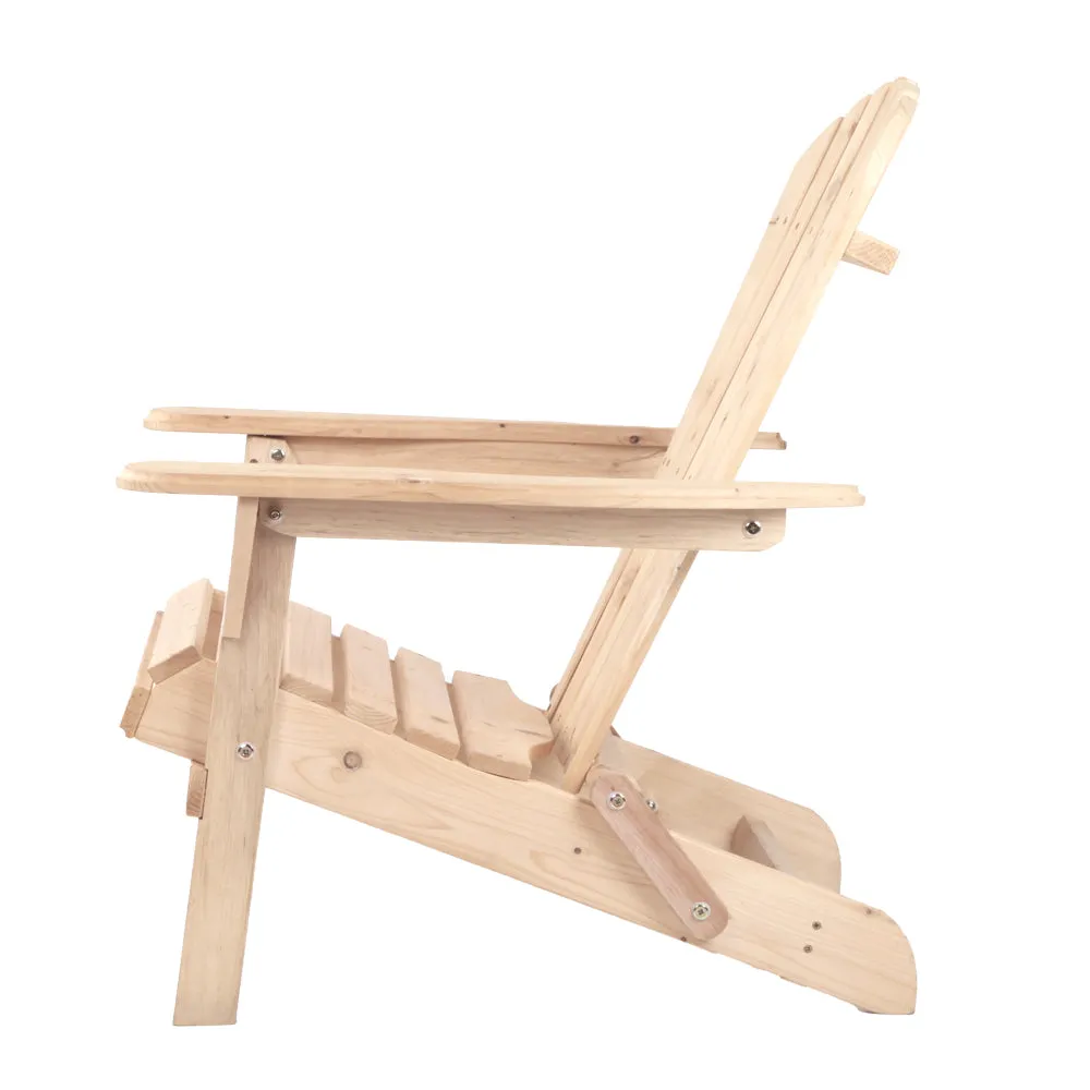 Foldable Wooden Adirondack Beach Chairs Set of 2 - Gardeon