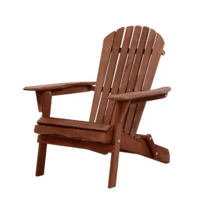 Gardeon Adirondack Outdoor Chairs Wooden Foldable Beach Chair Patio Furniture Brown