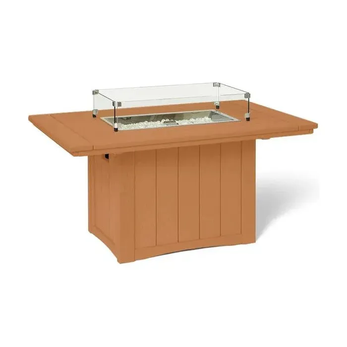 HDPE Poly Wood Rectangular Fire Table USA Made Elementz Blaze