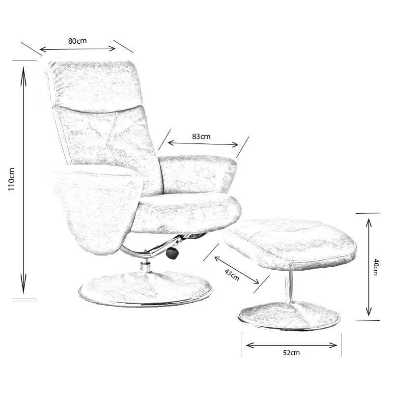 Houston Silver Recliner Chair & Stool