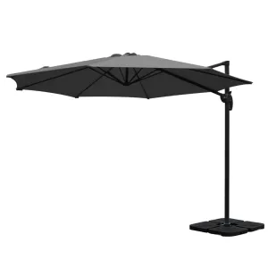 Instahut Outdoor Umbrella 3m Base Cantilever Beach Stand Sun Roma Charcoal 50cm