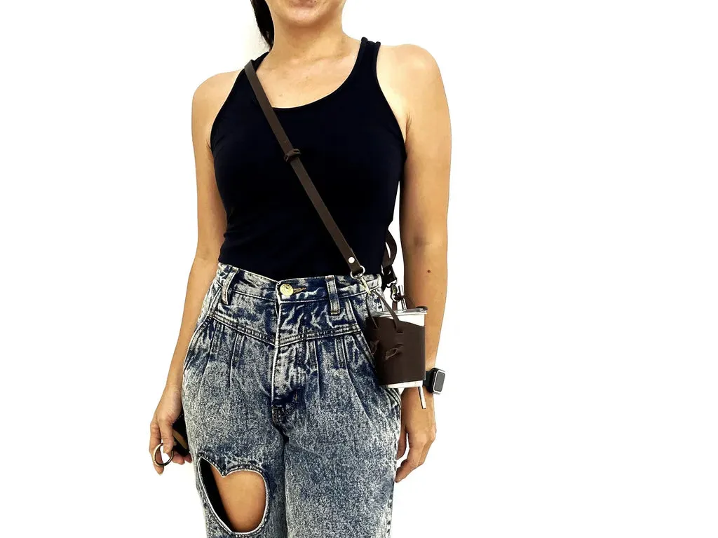KINIES HANDMADE: 700ML Crossbody Strap Cup Holder