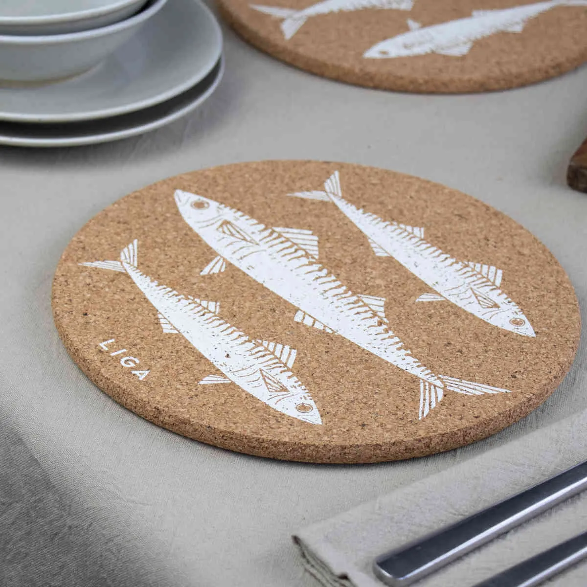 Liga Mackerel Cork Placemat 25cm