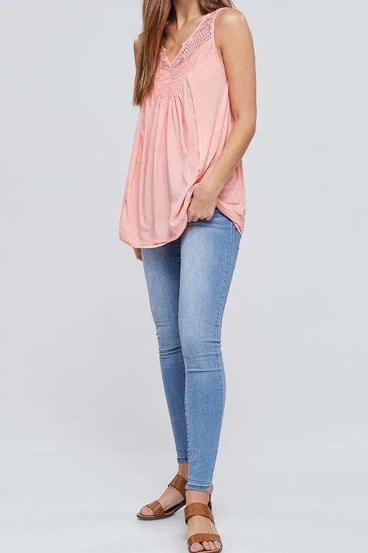 Light Coral Sleeveless Tank Tunic Top (XL)