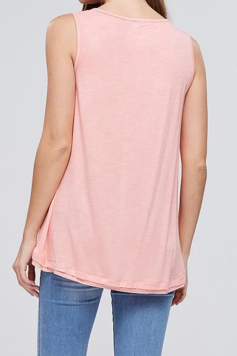 Light Coral Sleeveless Tank Tunic Top (XL)