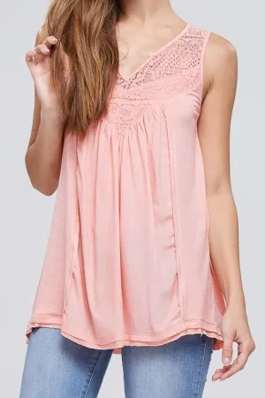 Light Coral Sleeveless Tank Tunic Top (XL)