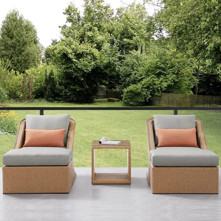 LOCCUS 5 Piece Patio Conversation Set, All Weather Weather Sectional Patio Sofa Set PE Rattan Manual Weaving Wicker Patio Conversation Porch Poolside with Ottomans&Coffee Table[Grey]