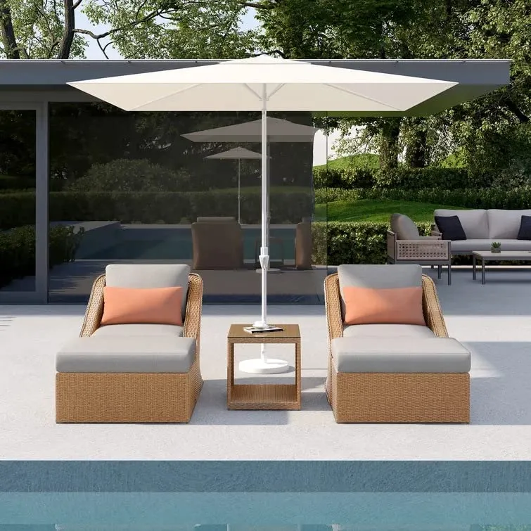 LOCCUS 5 Piece Patio Conversation Set, All Weather Weather Sectional Patio Sofa Set PE Rattan Manual Weaving Wicker Patio Conversation Porch Poolside with Ottomans&Coffee Table[Grey]