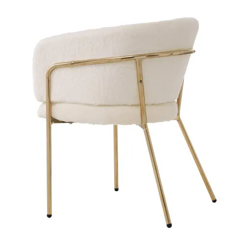 Magno Collection Geometrical Metal legged Lounge Designer Chair in White and Gold 29.9” x 22.2” x 19.7”