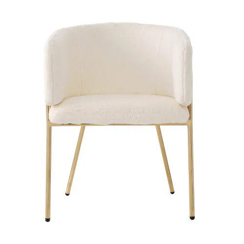 Magno Collection Geometrical Metal legged Lounge Designer Chair in White and Gold 29.9” x 22.2” x 19.7”