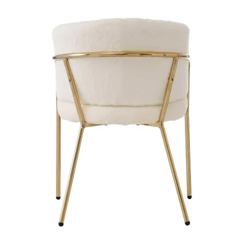 Magno Collection Geometrical Metal legged Lounge Designer Chair in White and Gold 29.9” x 22.2” x 19.7”