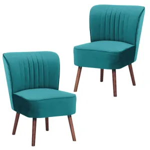 Mid Blue 2pc Upholstered Accent Chairs, Pine Frame
