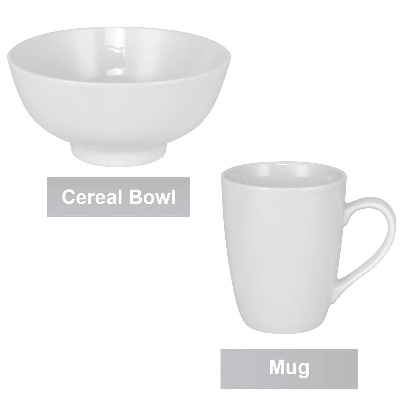 Miibox White Dinnerware Set; 20-Piece Service For 4; with Dinner Plates; Salad Plate; Bowls; Mugs and Teaspoons; Porcelain Durable for Christmas; Halloween; Wedding; Banquet
