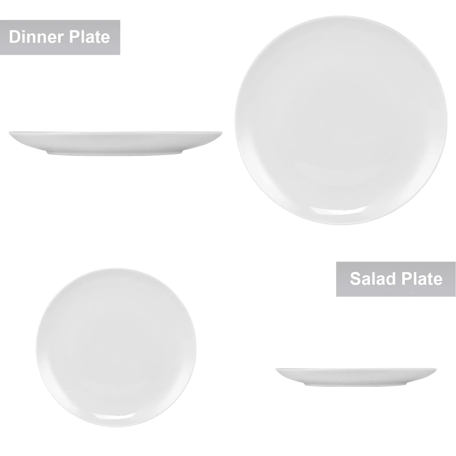 Miibox White Dinnerware Set; 20-Piece Service For 4; with Dinner Plates; Salad Plate; Bowls; Mugs and Teaspoons; Porcelain Durable for Christmas; Halloween; Wedding; Banquet