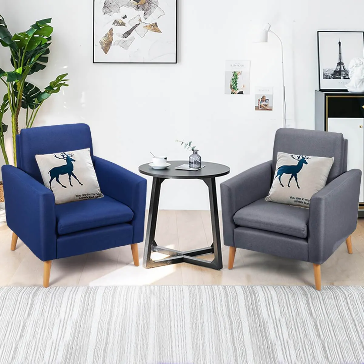 Modern Accent Fabric Chair Single Sofa Comfy Upholstered Arm Chair Living Room Furniture, Gray